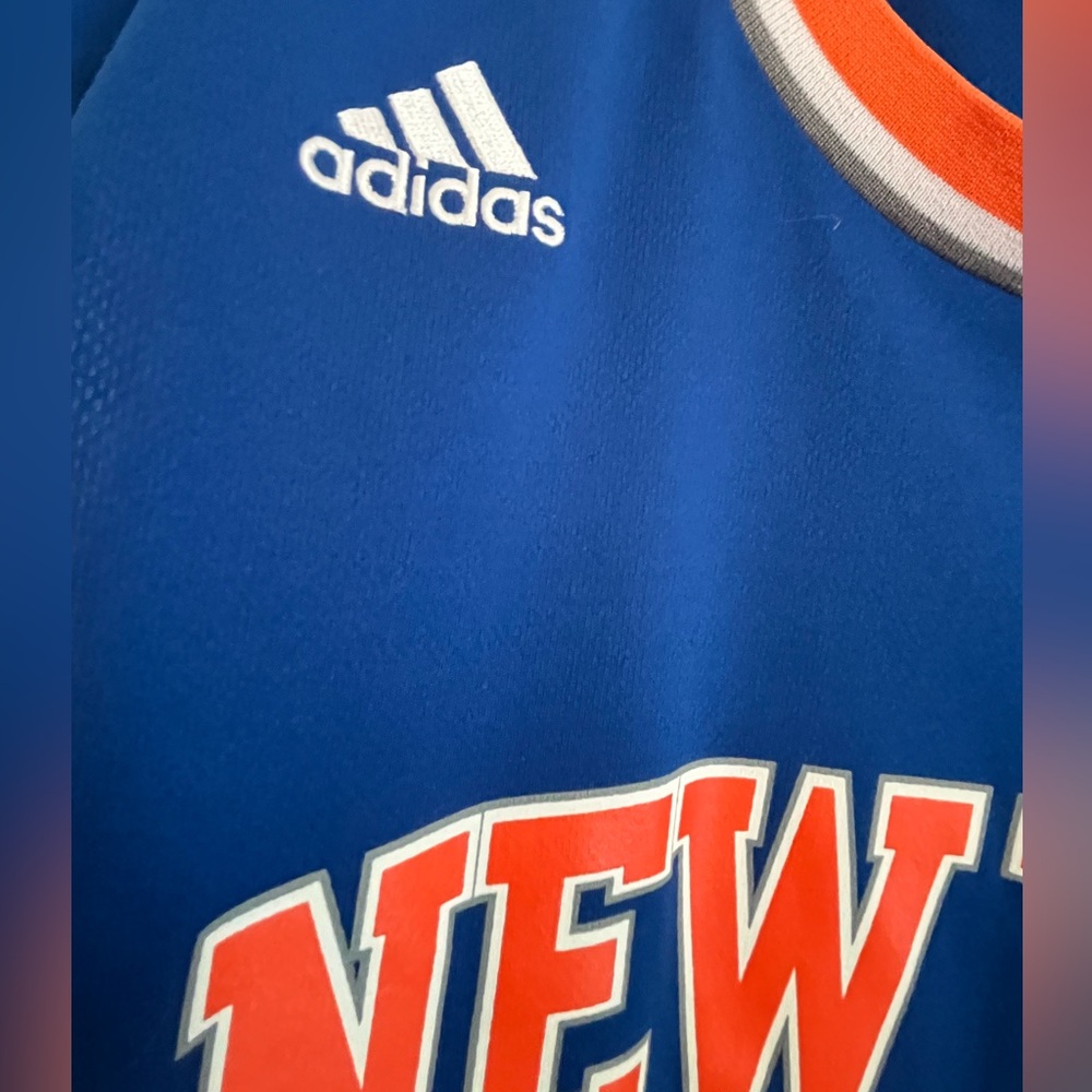 Knicks adidas Blue & Orange Porzingis basketball Jersey - adult size medium - Picture 5 of 8